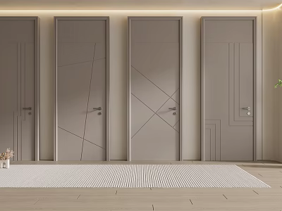 Modern Flush Doors With Geometric Line Patterns For Stylish Interior Spaces 3d model