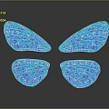 Blue Glittering Butterfly Wings With Symmetrical Shiny Patterns And Reflection 3d model