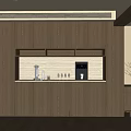 Modern Wooden Sideboard With LED Lighting Countertop Coffee Machine And Vase Decor In Living Area