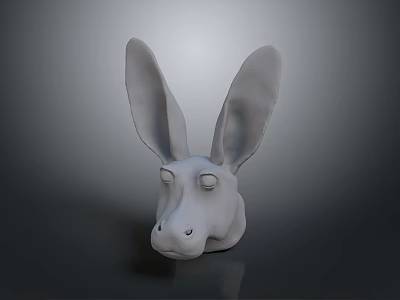 White Donkey Head Sculpture With Large Ears And Detailed Design Features 3d model