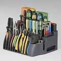 Practical Gray Plastic Tool Organizer with Colored Handles Screwdrivers Pliers and Wrenches