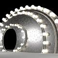 Elegant White Metal Grid Arch Photo Spot With Flowers Fountain Statues And Sea View