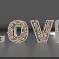 3D LOVE Letters Decorated With Pink And White Flower Blossoms