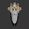 Futuristic White And Yellow Spaceship With Multiple Thrusters For Space Exploration