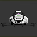 Silver Metallic Flying Car With Four Rotors And Purple Seats Futuristic Design