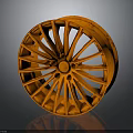 Orange Car Wheel Rim Design With Multiple Spokes And 3D Rendered Finish
