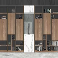 Modern Bookcase Decorative Cabinet Solid Wood Bookcase Bookshelf Bookcase Combination Stone Bookcase 3d model