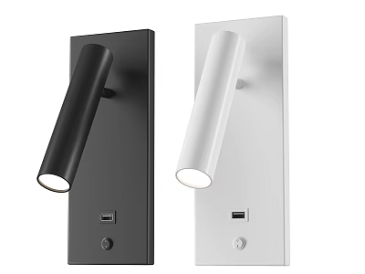 Modern Black and White Wall Lamps with USB Port and Sleek Design 3d model