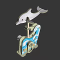 3D Dolphin Shaped Decorative Ornament With Ocean Themed Base Design