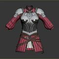 Game Movie Female Character Armor Featuring Silver Metal Pink Sleeves And Ornate Design