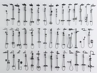 Different Types of Shower Heads and Systems with Modern Designs and Styles 3d model
