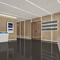 Modern Hotel Lobby Interior With Wooden Walls Elevators And Reception Desk