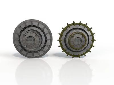 Two Industrial Mechanical Components With Circular Gear Design And Metal Structure 3d model
