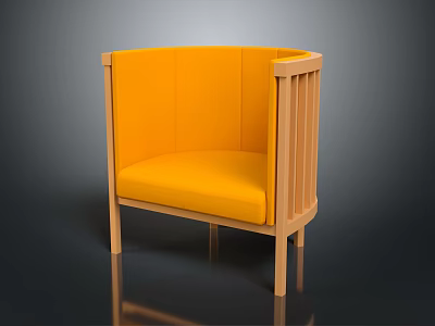 Yellow Upholstered Single Sofa With Wooden Frame Modern Minimalist Living Room Furniture 3d model