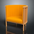 Yellow Upholstered Single Sofa With Wooden Frame Modern Minimalist Living Room Furniture