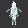 Game Movie Female Character Pink White Long Hair Arms Outstretched Barefoot Black Background