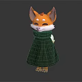 Cute Orange Fox Game Movie Character With Big Ears Green Cloak And Smiling Expression