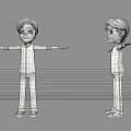 Cartoon Boy Character With Gray Hoodie Blue Jeans And Outstretched Arms Front Side View