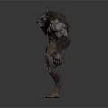 Muscular Furry Werewolf Mythical Creature Standing With Fierce Expression And Tattered Loincloth
