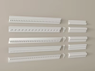 White Decorative Molding Lines In Various Styles For Interior Decoration 3d model