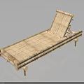 Natural Bamboo Chaise Lounge With Reclining Backrest Slatted Design And Outdoor Use