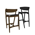 Modern Stylish Bar Stools With Wooden Frame Upholstered Seat And Armrest Design
