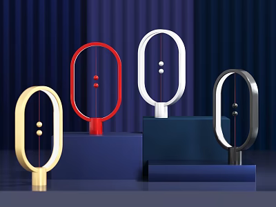 Modern Washbasin Designs In Red White Gold Black On Blue Display Stands 3d model