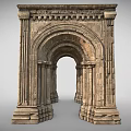 Ancient Ornate Stone Architectural Structure With Decorative Arches And Carved Columns