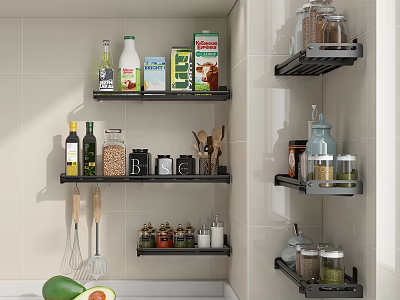 Kitchen Wall Mounted Cabinets For Spices And Utensils Storage 3d model