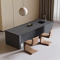 Modern Dining Table and Chair Combination Dining Table and Chair Chandelier 3d model