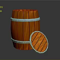 Wooden Barrel With Staves Metal Hoops And Detached Lid Isolated On Dark Background