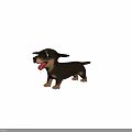 Cute 3D Cartoon Dachshund Model With Black Brown Fur And Playful Expression