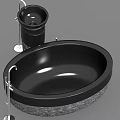 Modern Black Oval Bathroom Sink With Textured Stone Base Design