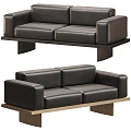 Cassina Double Sofa Solid Wood Double Sofa Leather Double Sofa 3d model