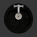 Round Black Stone Sink With Silver Faucet For Kitchen Food Preparation