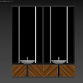 Elegant Modern Washbasin Interior With Double Basin Gold Accents And Wooden Cabinet