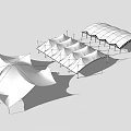 Modern Tensile Membrane Canopy Structures With Row Of Supporting Columns Outdoor