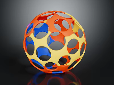 Sports Equipment Colorful Perforated Training Ball With Orange Blue Yellow Hole Pattern 3d model