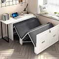 Multifunctional Desk And Foldable Bed Modern Design With Laptop Books And Storage Cabinets