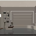 Minimalist Specialty Store Interior With White Display Walls Bookshelves And Indoor Plant