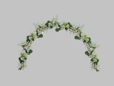 Green And White Floral Arch Decoration With Fresh Flowers And Foliage 3d model