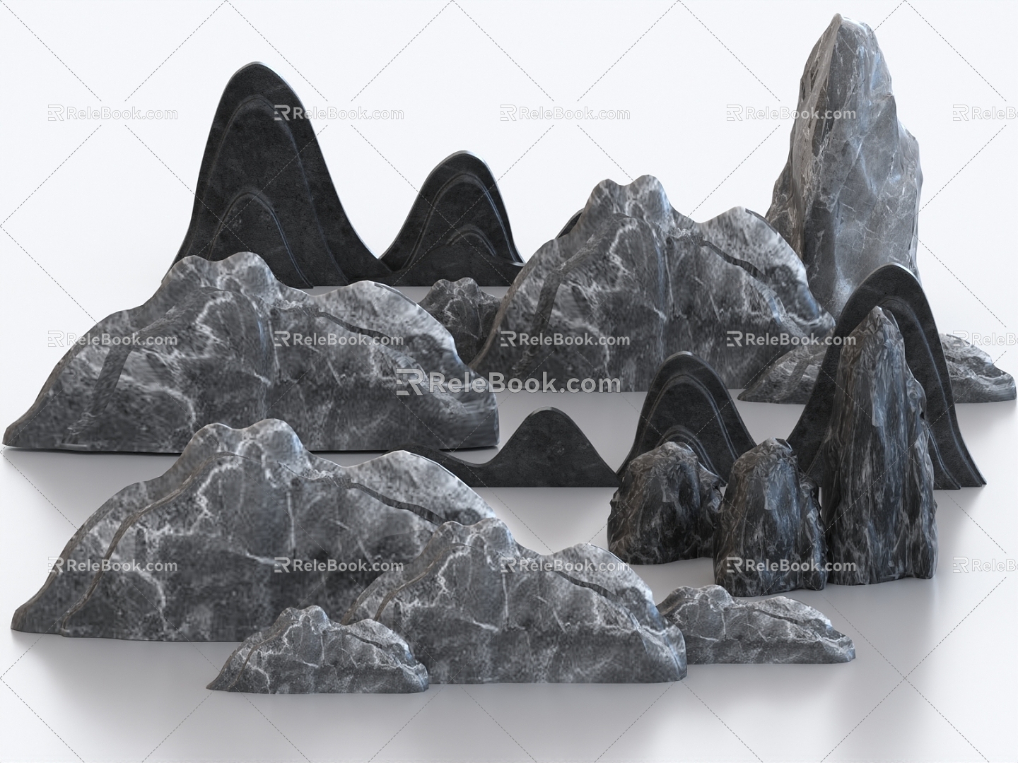 Stone stone rockery landscape stone marble hemp stone 3d model