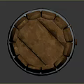 Wooden Barrel Structure With Rustic Wooden Staves And Metal Hoops With Rivets