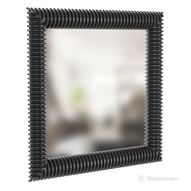 Decorative Stylish Black Mirror With Woven Texture Frame For Home Decor 3d model 
