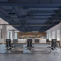 Contemporary Public Office Space With Ergonomic Chairs Desks Modern Lighting And Exposed Ceiling Design