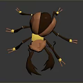 3D Copper Colored Beetle Model With Glowing Blue Eyes And Yellow Joints