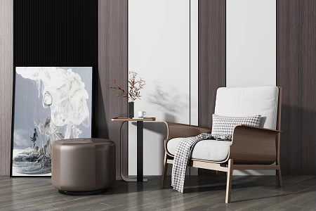 Modern single sofa leisure chair side combination 3d model