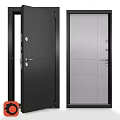 Modern Black and Gray Hinged Doors with Sleek Metal Hardware and Contemporary Design