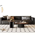 Modern Antique Sofa Coffee Table Combination Leather Sofa Single Sofa Multiplayer Sofa Leisure Chair Floor Lamp Side Table 3d model
