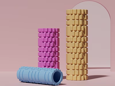 Colorful Foam Rollers For Fitness Training And Muscle Recovery Sports Equipment 3d model